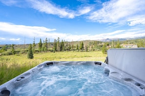 Relax in the private hot tub