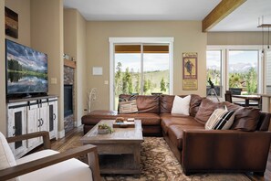 Mountain views from the plush living room