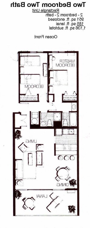 Floor plan, former kitchen - Kitchen now takes up 1/2 of front area