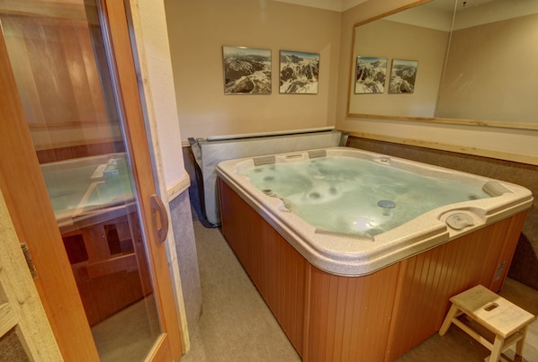 Private hot tub perfect for relaxing after a long day in summit county