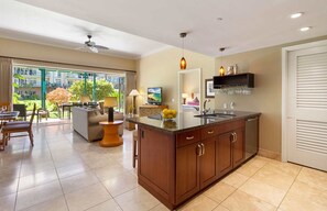 With upgraded travertine flooring and 11 foot ceilings
                
