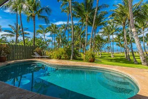 Private pool just off the living room and kitchen.