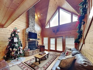 Living Room featuring festive holiday decorations