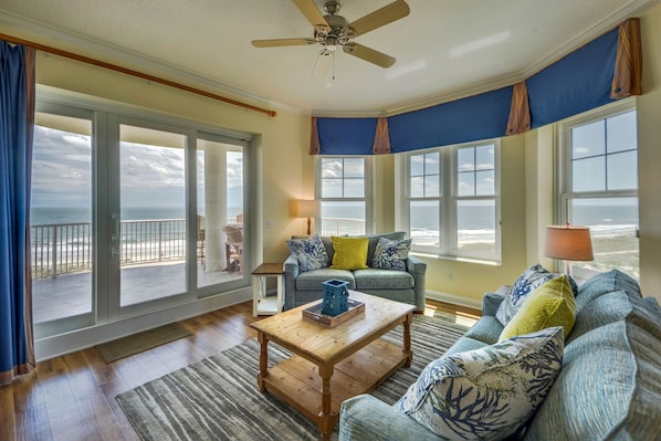 Lovely Living Room with Sleeper Sofa and Balcony Access