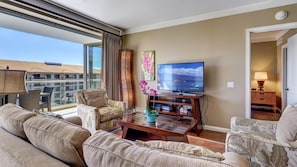 This is an upgraded 1100 square foot ocean view condo