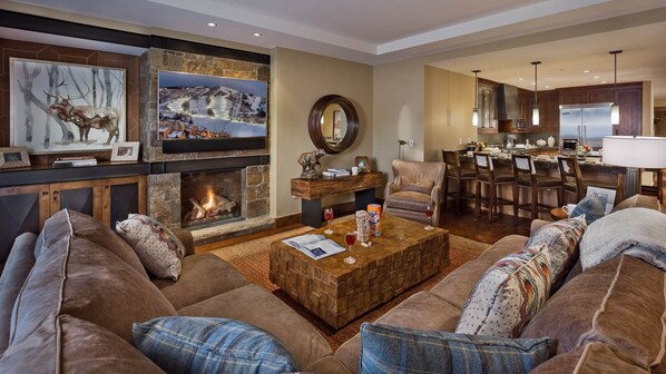 Living Room with Cozy Fireplace