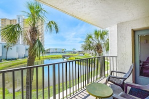 Beautiful balcony view to lake