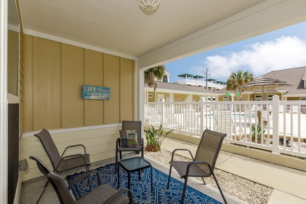 Charming poolside patio, perfect for relaxing and entertaining