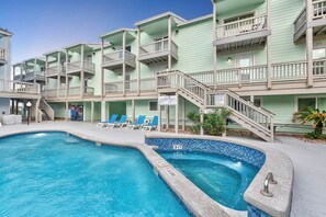 Refresh yourself in the tranquil heated pool or relax in the community hot tub