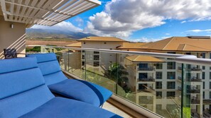 Watch the whales play or read a book in the relaxing sun loungers