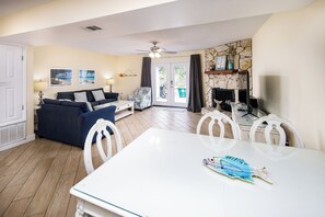 Open floor plan with dining area