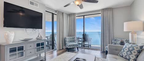 Spacious Living Room Opens to Balcony