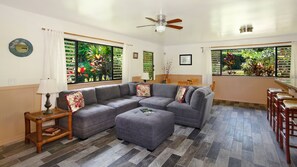 Hale Kai Kailani at Rock Quarry Beach - Living Room - Parrish Kauai