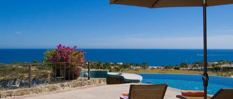 Poolside patio with gorgeous ocean views