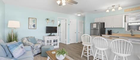 Welcome to Lagoon Sun Unit 5 - Unit 5 is a 1 Bedroom, 1 Full Bathroom unit that has been completely renovated with all new floors, new paint, ceilings freshly rid of texture & freshly painted, all new furnishings, and brand new stainless appliances.