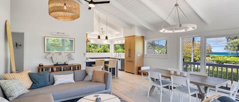 Living Room & Kitchen with Ocean VIew