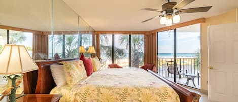 Sandcastle Dreams, Edgewater 104T2 has a large main suite with an incredible view of the Gulf of Mexico!  Sliding door opens directly onto your private balcony!