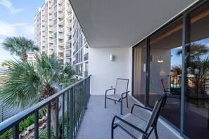 Spacious balcony, perfect spot to unwind and relax!  Enjoy your coffee as the sun comes up and a cool drink as the sun goes down.  It's beautiful all day long!