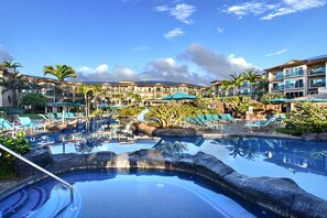 Enjoy the hot tub, pools, lazy river, at Waipoli Beach Resort