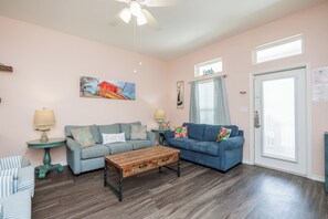 Cheerful living area perfect for family gatherings and relaxation