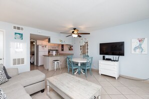 Great living, dining, and kitchen space to spend time with the family