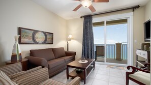 Living Room - The living room has a beautiful view of the Gulf.