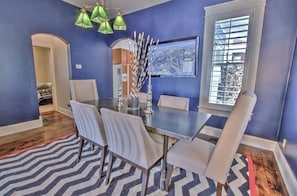 Spacious dining room with 6-seat dining table