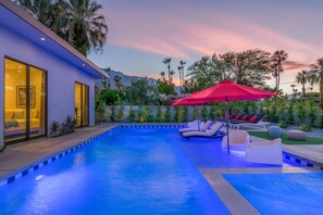 The Oversized, Sparkling Swimming Pool with Spa and Mountain Views Awaits