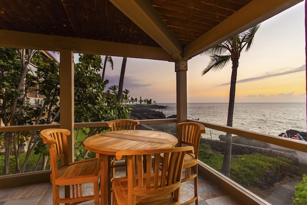 Teak Dining Table on Ocean Front Lanai