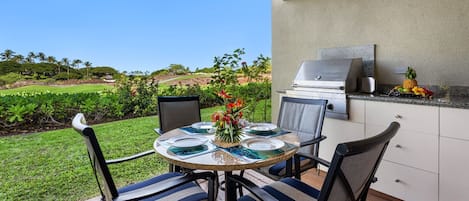Spacious Lanai with Private BBQ of our Mauna Lani Resort Rental
