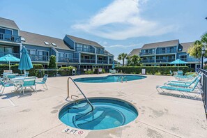 Make a splash or simply soak it all in the pool that is just steps away!
