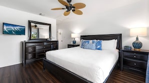 Primary Bedroom with King bed, ceiling fan