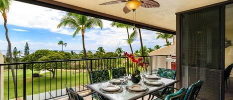 Ocean and Fairway Views from Lanai at Kona Hawai'i Vacation Rentals