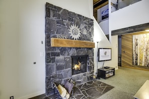 Living Room w/Wood Fireplace