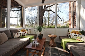 Comfortable foamed seating in the patio area