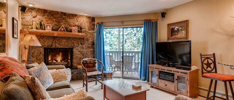 Living room with mountain views