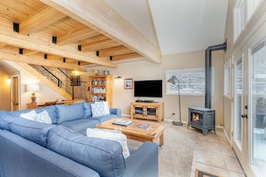 Relax in front of the fireplace & TV in this spacious Viking Lodge condo in Telluride town.