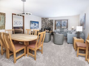 Dining area and living room