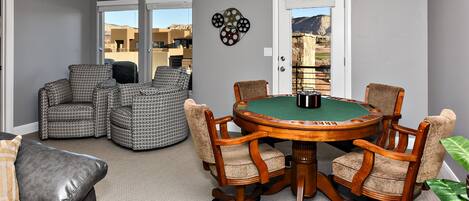 Game Table - The Game Table is set up with poker chips and cards and is perfect for playing games and adding a little competition during your stay