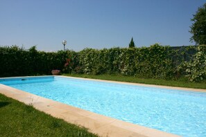 Water, Plant, Sky, Swimming Pool, Rectangle, Land Lot, Shade, Grass, Tree, Leisure