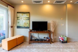 Living area and large flat screen TV