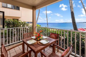 Enjoy dining indoors or outdoors, either way you can enjoy a nearly ocean front view!