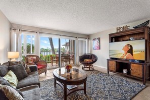 Living area with large TV