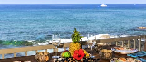 Table set up on the lanai