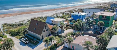 Aerial View of Tiki Hut and the Beach!