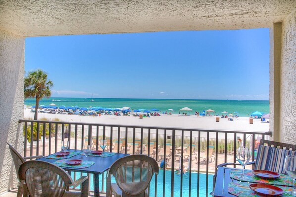 Large Private Balcony with Best Views of the Gulf and Beach!