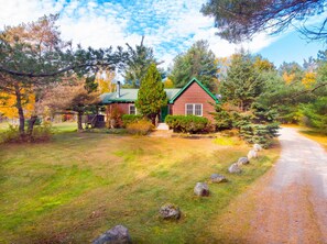 Esther Mountain Chalet is nestled in the woods with fantastic views of the mountains.