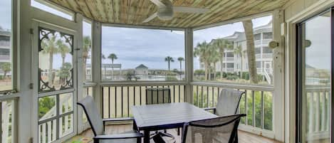 Views from the screened in porch.  Perfect for outdoor dining!