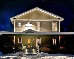 Whiteface Mountain Chalet, warm and welcoming on a winter's night.