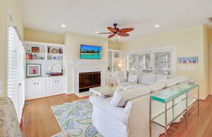 Comfortable, spacious living room.
